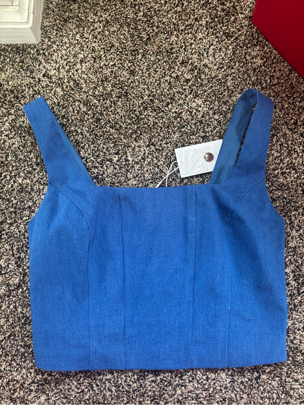 Lucy Paris Royal Blue Square Neck Crop Top